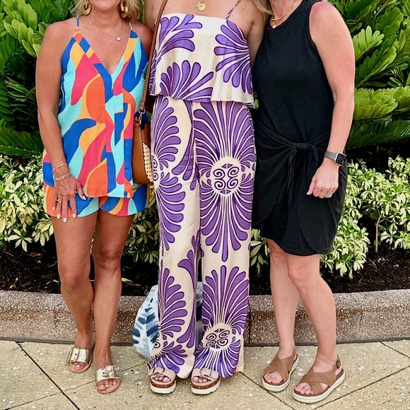 ENTRO, medium, worn twice- Purple and Cream Patterned Jumpsuit - Picture 6 of 8